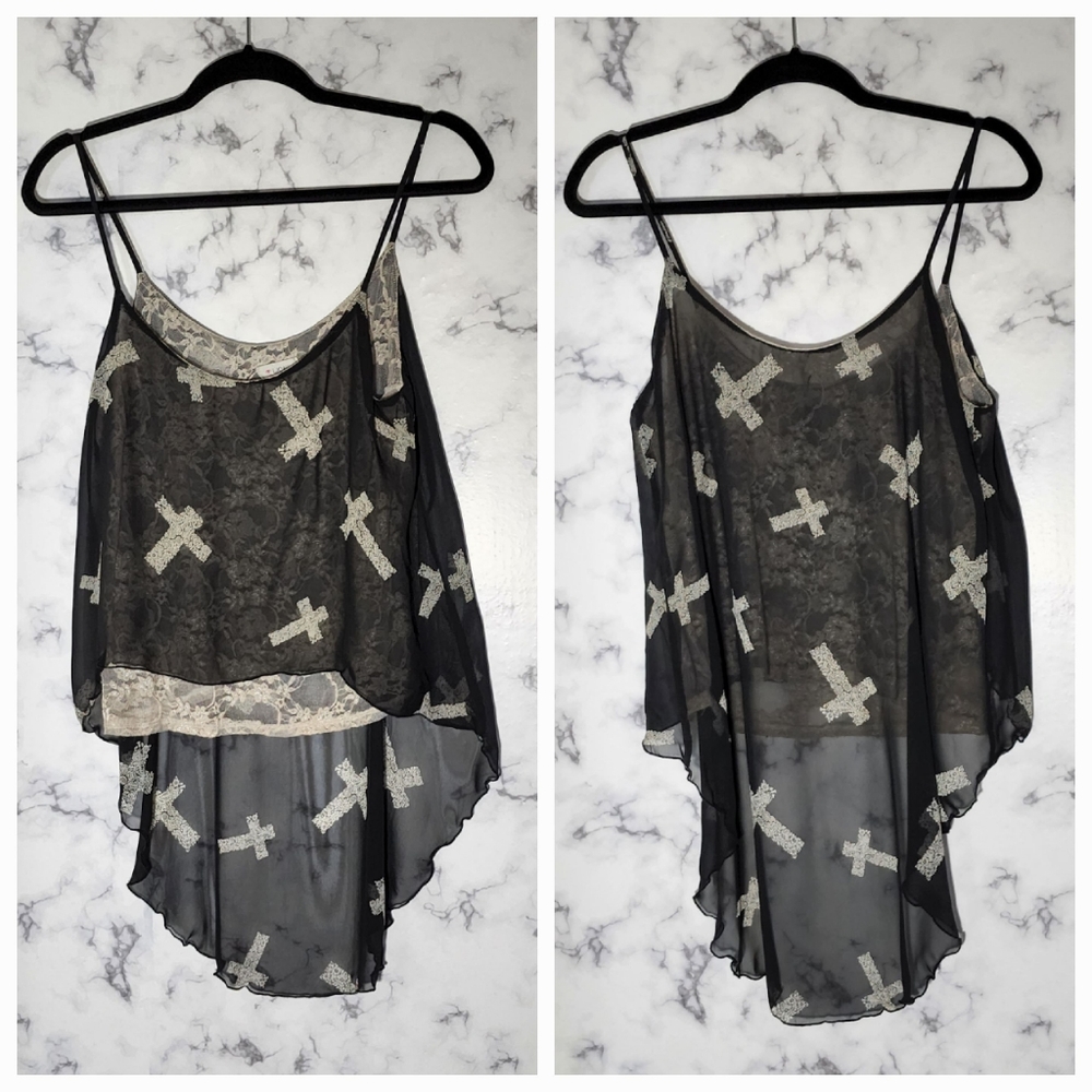 🌴 I. JOAH Sheer and Laced Tank size L